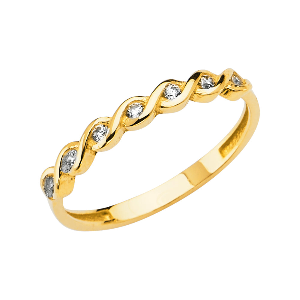 14K Yellow Gold CZ Light Band Ring