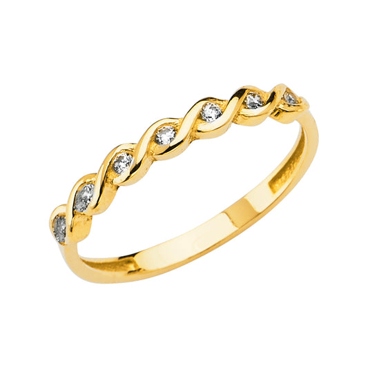 14K Yellow Gold CZ Light Band Ring