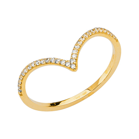 14K Yellow Gold CZ Light Band Ring