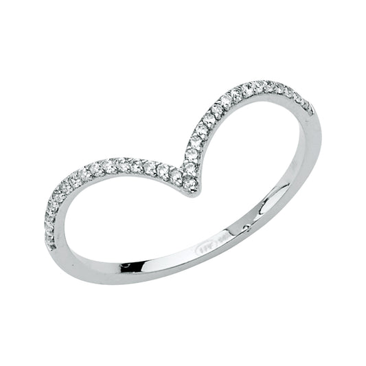 14K White Gold Curved CZ Band Ring