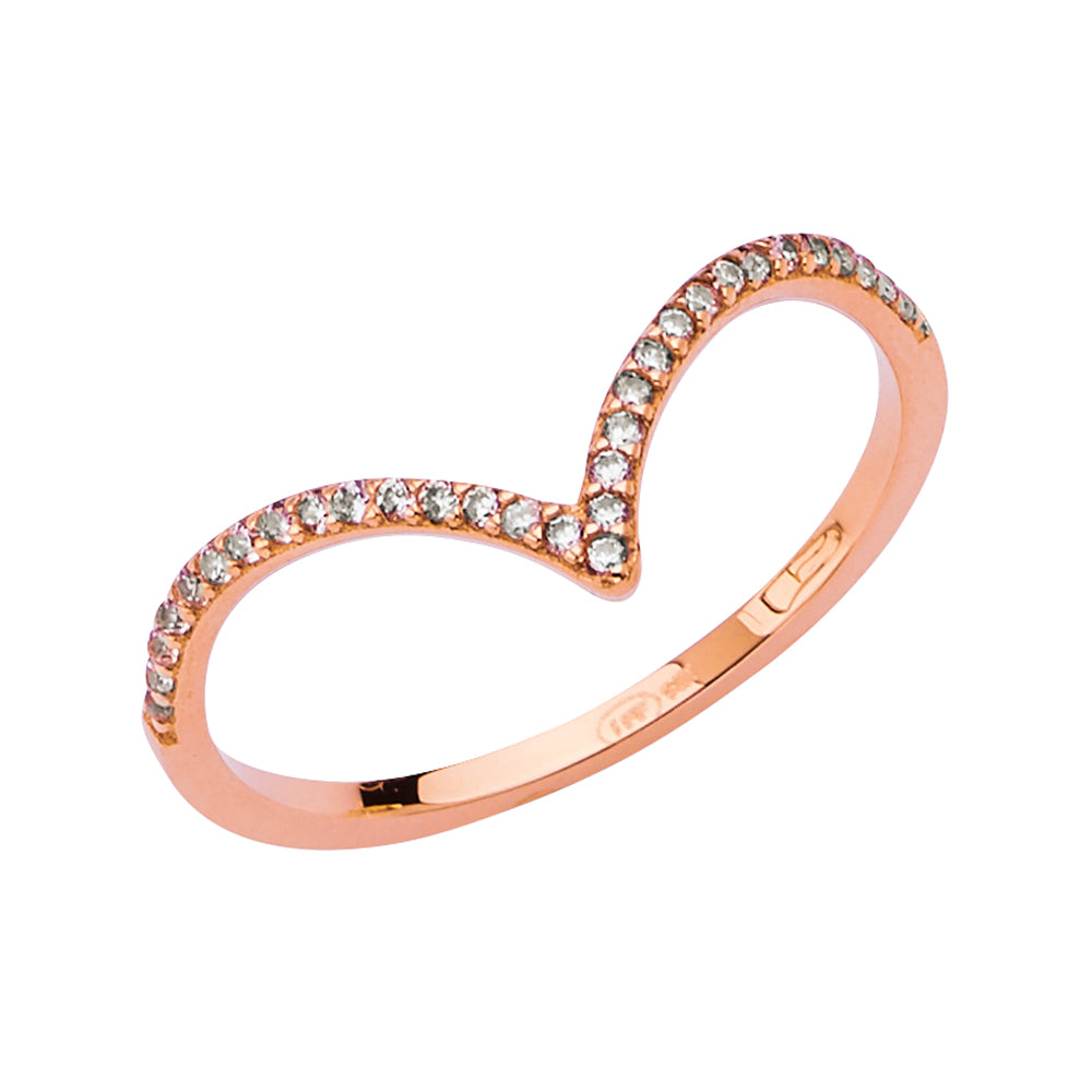 14K Rose Gold CZ Light Band Ring