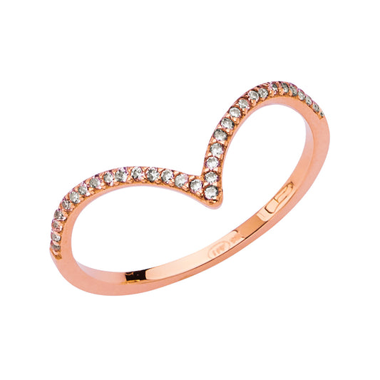 14K Rose Gold CZ Light Band Ring