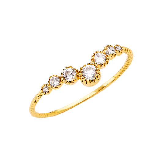 14K Yellow Gold CZ Light Band Ring