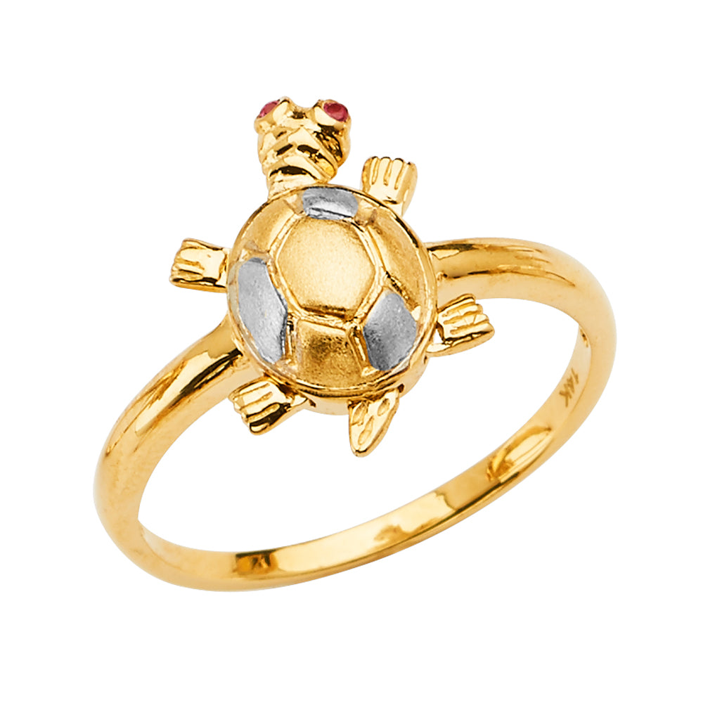 14K Two-Tone Gold Turtle Design Ring