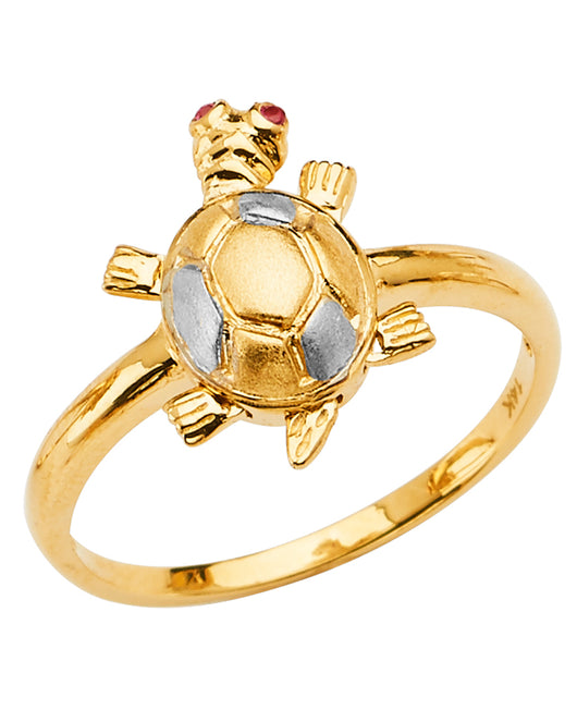 14K Two-Tone Gold Turtle Design Ring