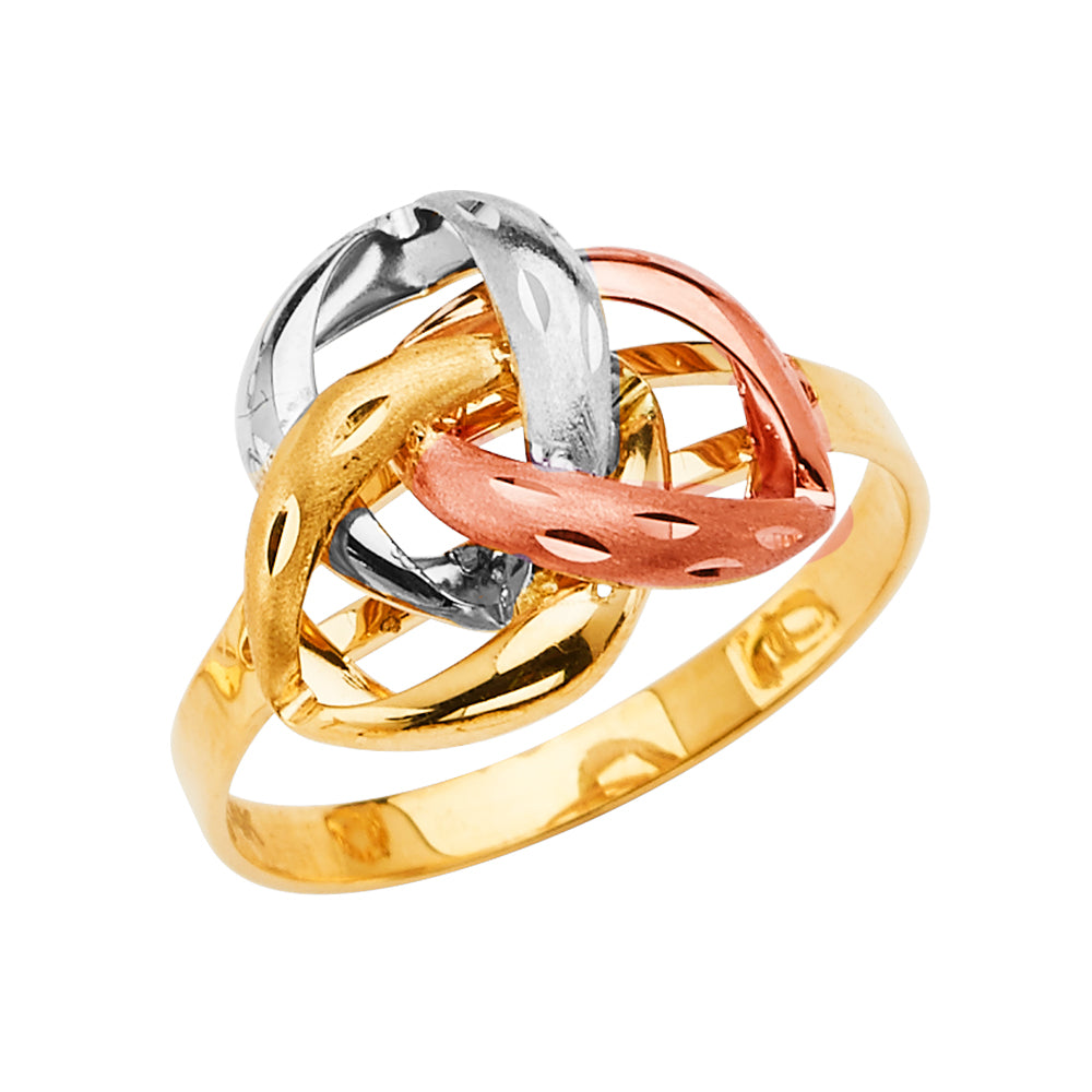 14K Tri-Color Gold Women’s Interwoven Knot Design Ring