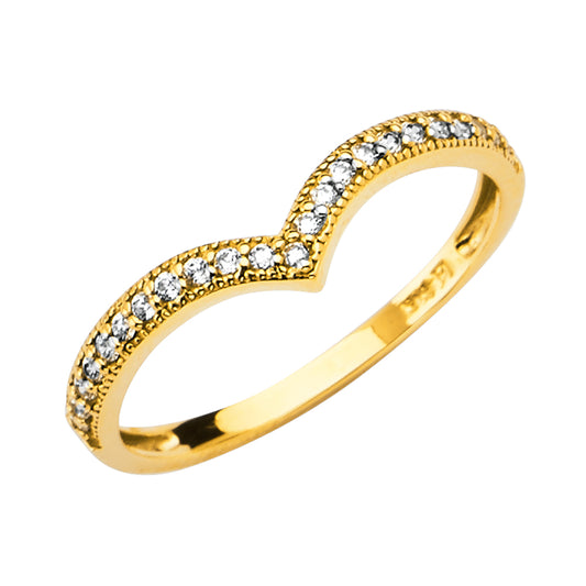 14K Yellow Gold CZ Light Band Ring