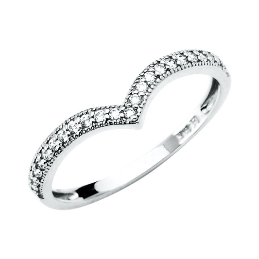 14K White Gold Curved CZ Band Ring