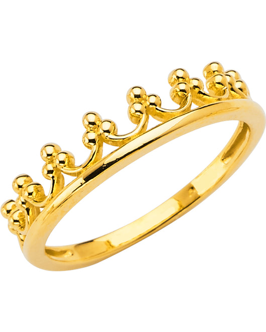 14K Yellow Gold Women's Crown Design Ring