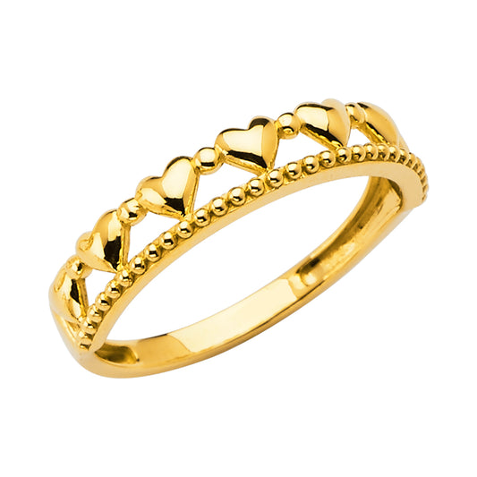 14K Yellow Gold Women’s Heart Crown Band Ring