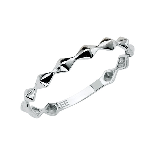 14K White Gold Geometric Faceted Band Ring