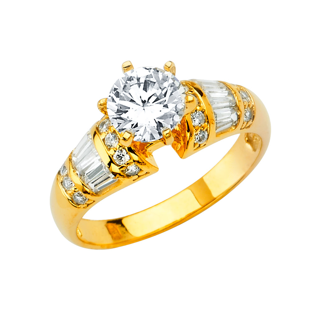 14K Yellow Gold Women’s Solitaire CZ Engagement Ring