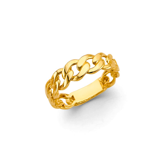 14K Yellow Gold Women’s Cuban Link Band Ring