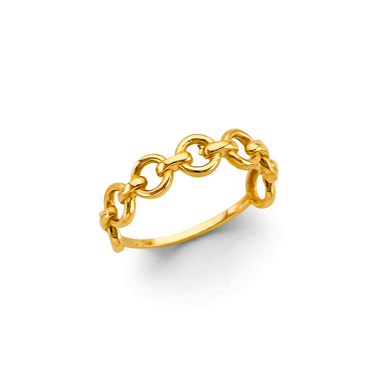 14K Yellow Gold Women’s Round Link Chain Ring