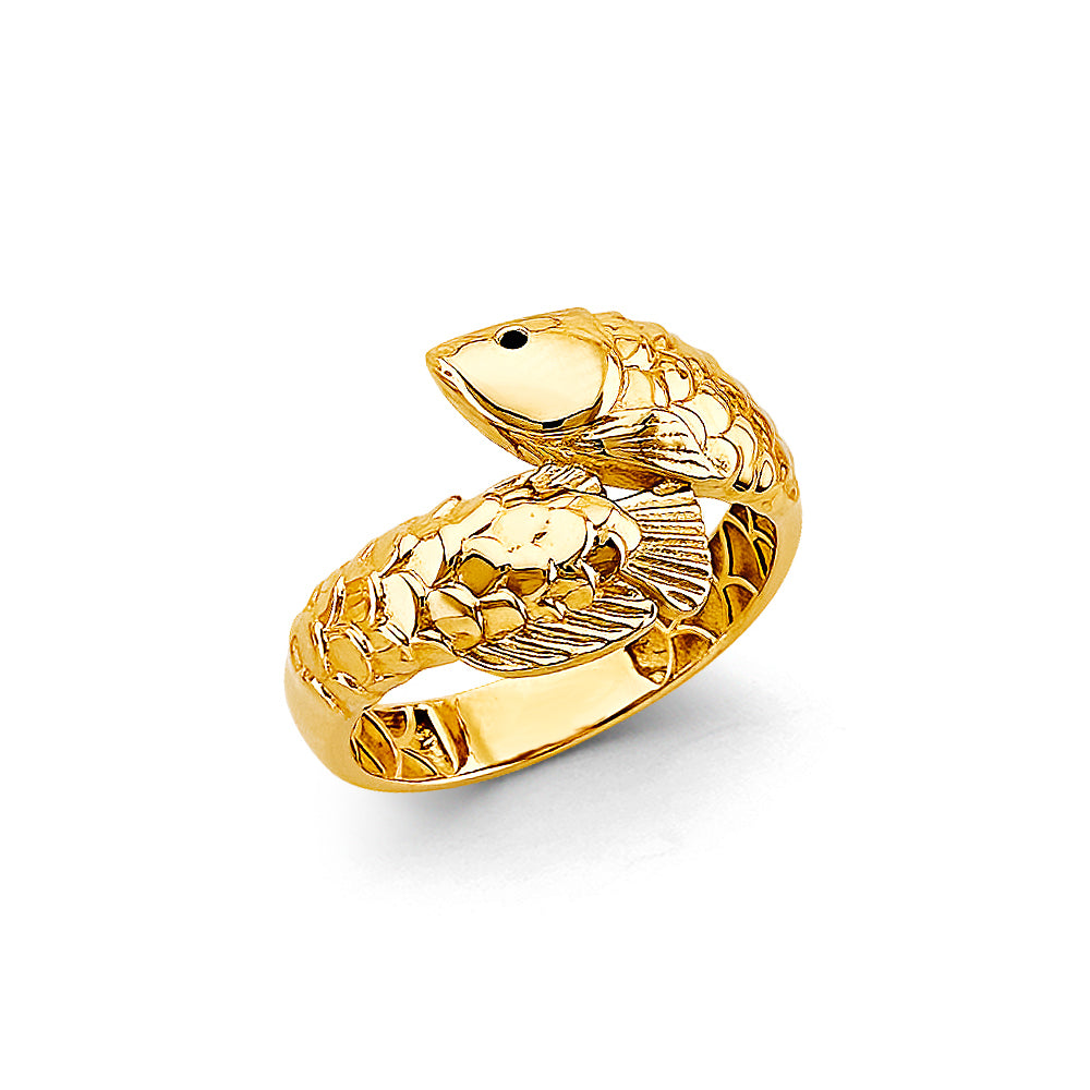 14K Yellow Gold Koi Fish Design Ring