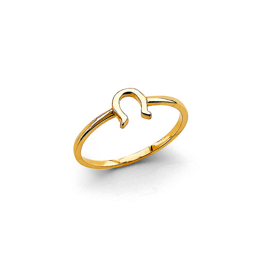 14K Yellow Gold Plain Horseshoe Ring