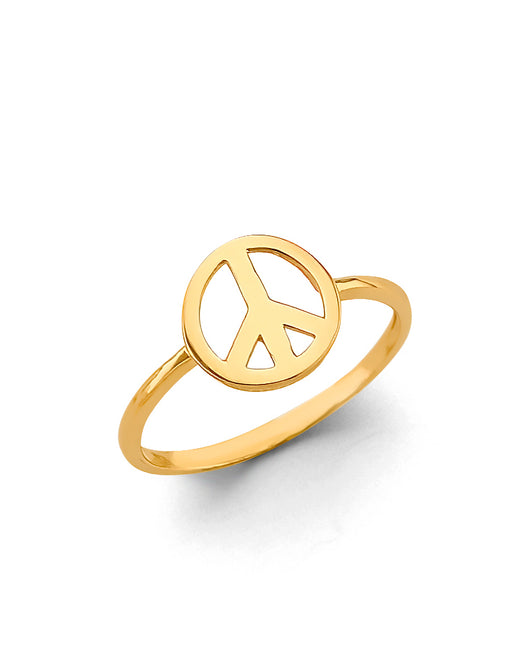 14K Yellow Gold Peace Symbol Ring