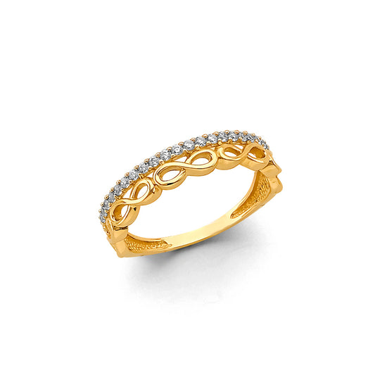 14K Yellow Gold Infinity Link CZ Ring