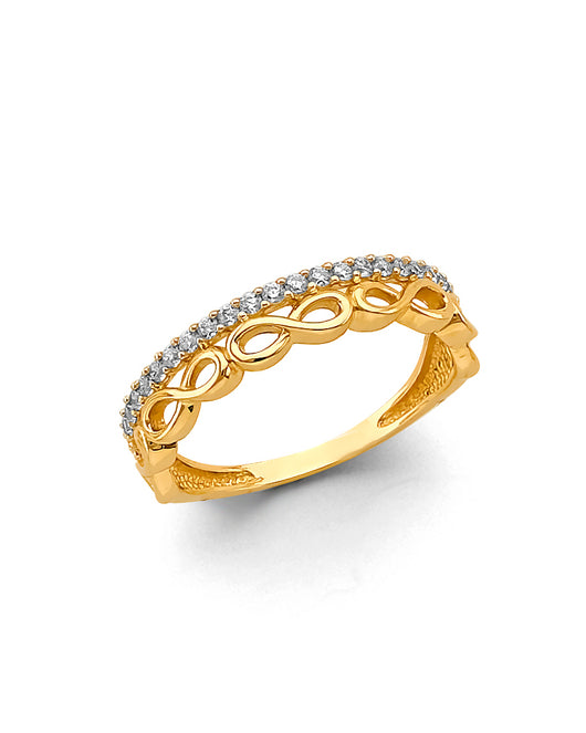 14K Yellow Gold Infinity Link CZ Ring