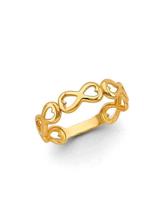 14K Yellow Gold Open Heart Infinity Link Ring