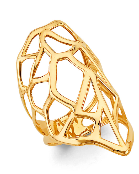 14K Yellow Gold Women's Abstract Openwork Design Ring