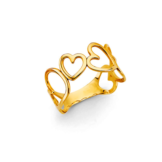 14K Yellow Gold Women’s Open Heart Wrap Ring