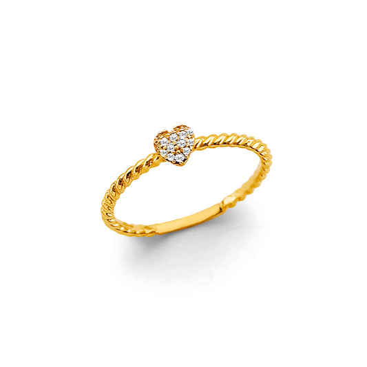 14K Yellow Gold Women’s Pave Heart CZ Ring