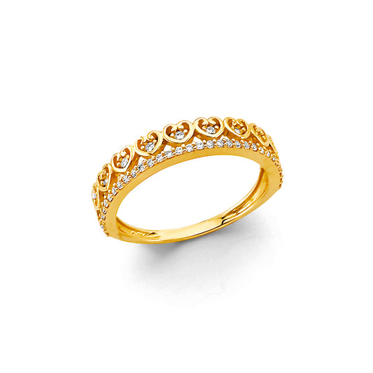 14K Yellow Gold Women’s Multi-Heart CZ Band Ring