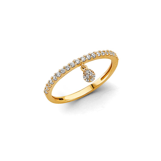 14K Yellow Gold CZ Light Band Ring