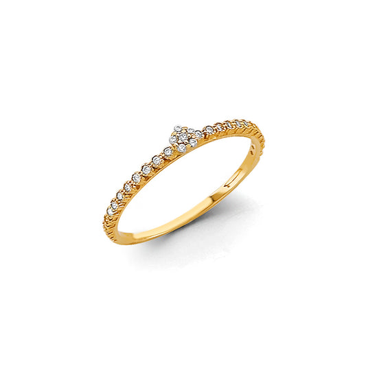 14K Yellow Gold CZ Light Band Ring