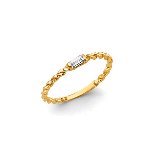 14K Yellow Gold CZ Light Band Ring