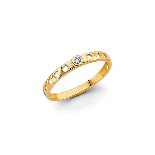 14K Yellow Gold CZ Light Band Ring