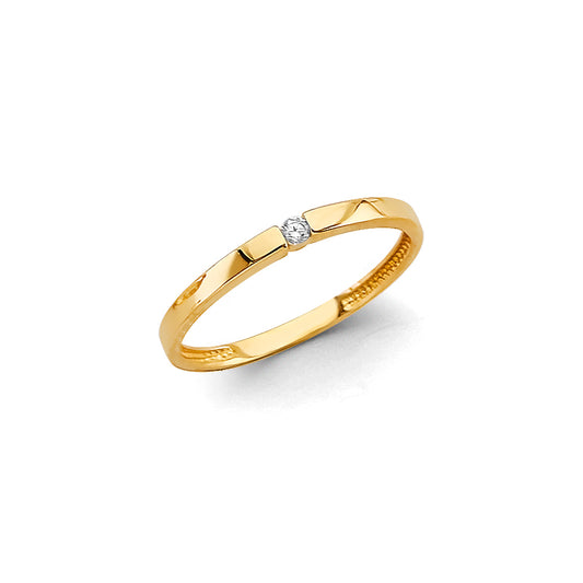 14K Yellow Gold CZ Light Band Ring
