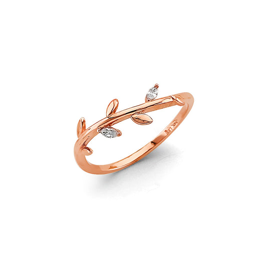 14K Rose Gold CZ Light Band Ring