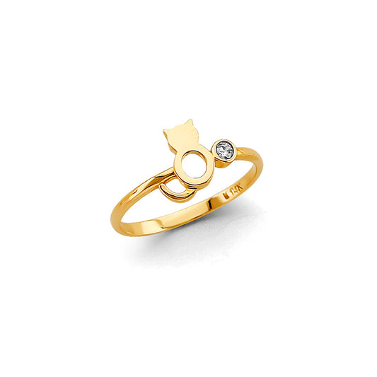 14K Yellow Gold CZ Light Band Ring