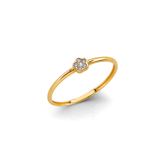 14K Yellow Gold CZ Light Band Ring