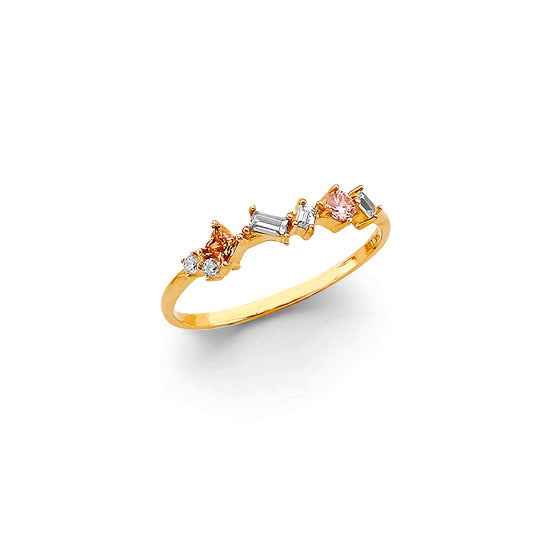 14K Yellow Gold Multicolor CZ Band Ring