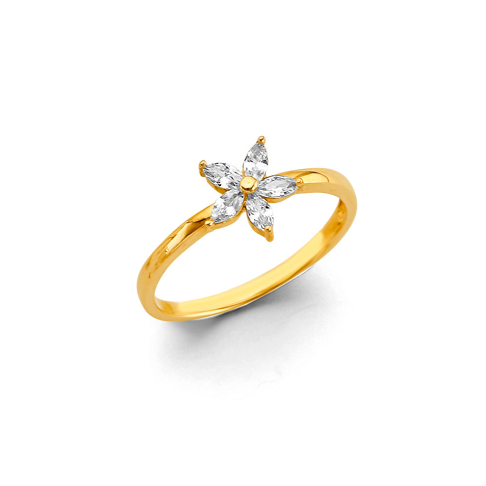 14K Yellow Gold Women's Flower Design Ring