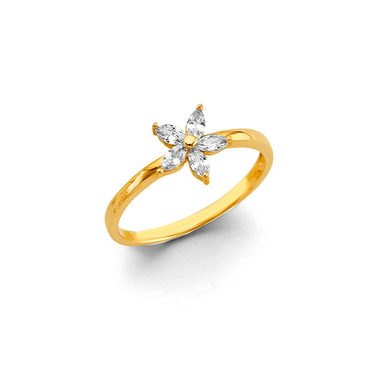 14K Yellow Gold Women's Flower Design Ring