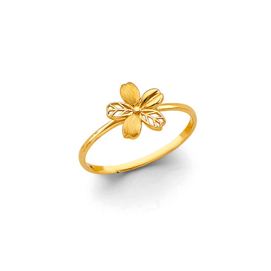 14K Yellow Gold Women's Flower Design Ring
