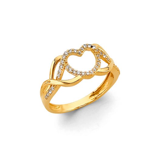 14K Yellow Gold Women’s CZ Heart Ring