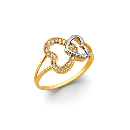 14K Yellow Gold Women’s CZ Heart Ring