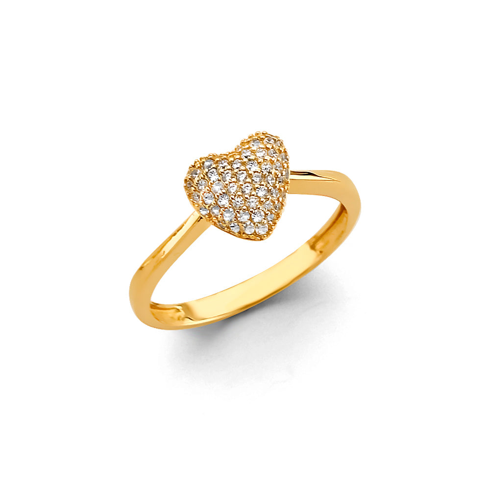 14K Yellow Gold Women’s CZ Heart Ring
