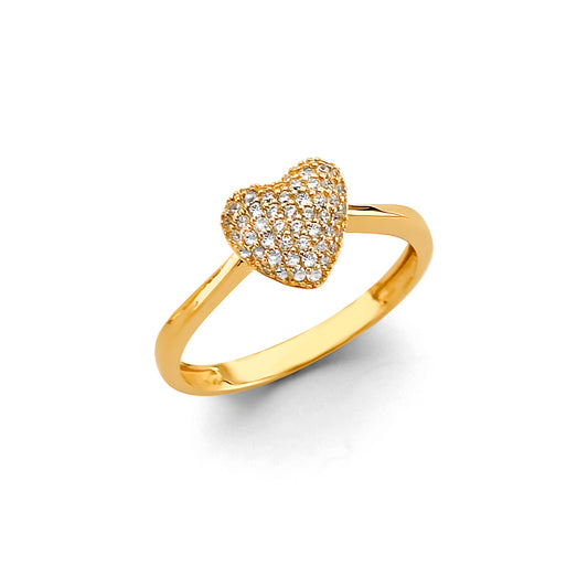 14K Yellow Gold Women’s CZ Heart Ring