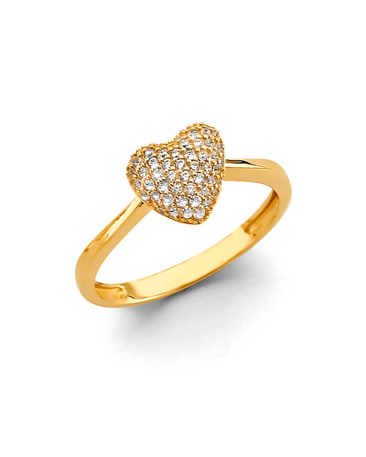 14K Yellow Gold Women’s CZ Heart Ring