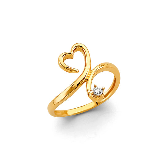 14K Yellow Gold Women’s CZ Heart Ring