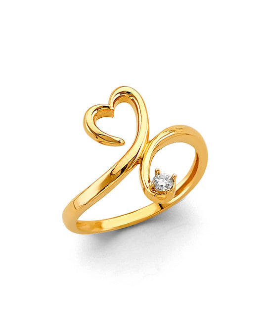14K Yellow Gold Women’s CZ Heart Ring