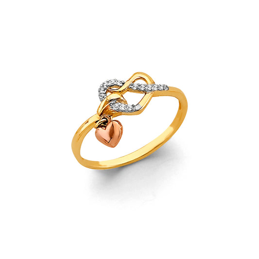 14K Yellow Gold Women’s CZ Heart Ring