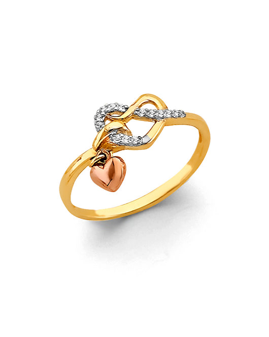 14K Yellow Gold Women’s CZ Heart Ring