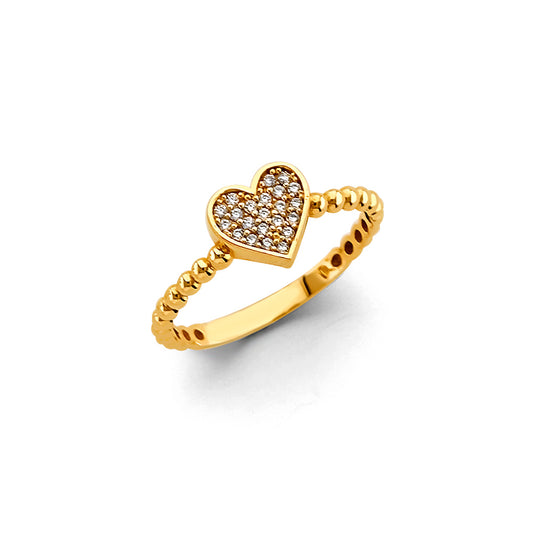 14K Yellow Gold Women’s CZ Heart Ring